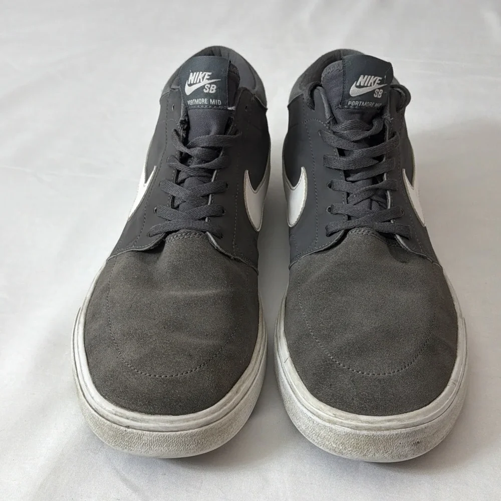 Nike Shoes Mens 12‎ SB Portmore II Solar Mid Sneakers Gray Lace Up 923198-010